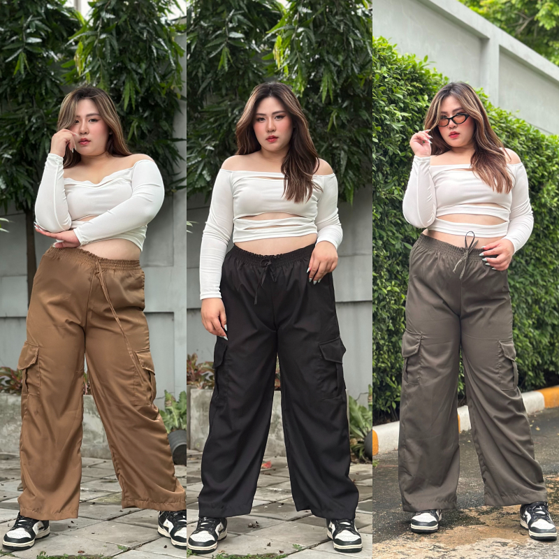 🌈SpinnyHouse🌈กางเกงคาร์โก้ เอวยางยืด มีไซส์ M-XL พร้อมส่ง กางเกงสาวอวบ กางเกงขากระบอก ทรงสวย Cargo pant รุ่น Cargo