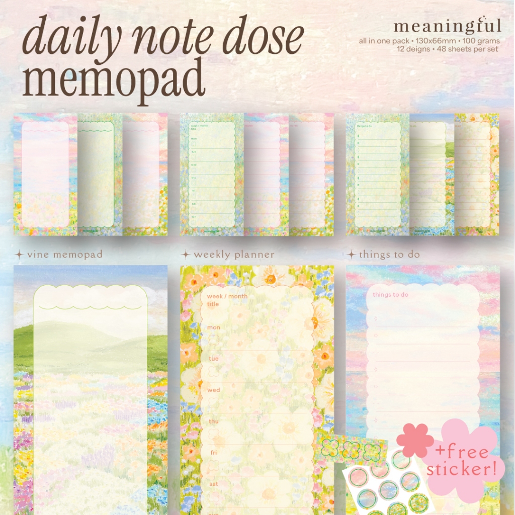 Memopad / Notepad กระดาษโน้ต กระดาษฉีก แบบยาว มีหลายเลเอ้าท์ให้เลือก 🫶🏻✨ | Meaningful