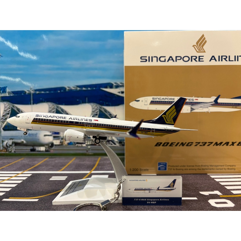JFox Model [JF7378M012L] 1:200 Singapore Airlines Boeing B737-8 Max 9V-MBP