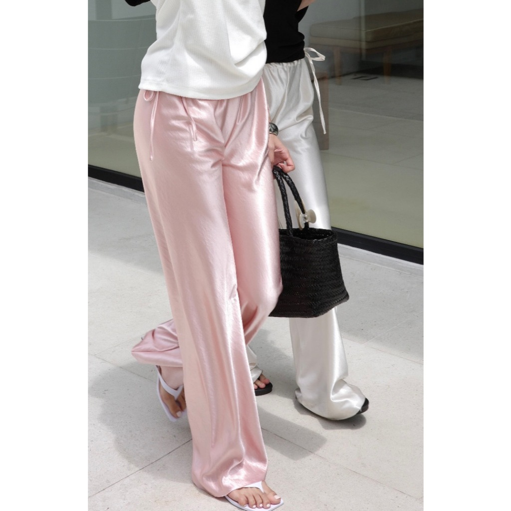 BXB - SILK SATIN TROUSER กางเกงซาตินขายาวผูกข้าง / ส่งด่วน