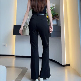 (พร้อมส่ง) Classy Pants กางเกงขาม้าเล็ก ดีเทลตะขอหน้า กระเป๋าหลอกเจาะหลัง เนื้อผ้าโรเชส ไม่ต้องรีด ยาว42