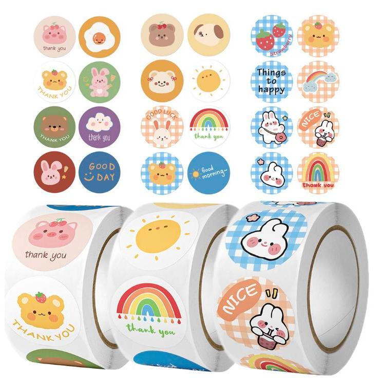 คละแบบ สติ๊กเกอร์ขนาด 2.5 ซม. 500 ดวง