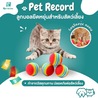 Pet Record ลูกบอล EVA สำหรับสัตว์เลี้ยง ลูกบอลยืดหยุ่นสำหรับแมว ของเล่นสัตว์เลี้ยง ลูกบอลเล่น