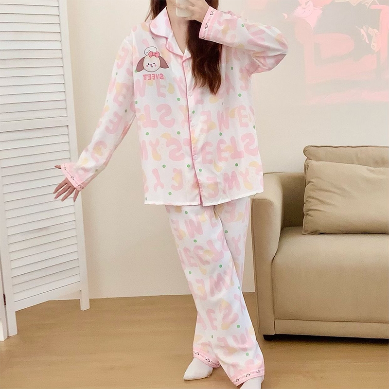 🔥ไหมอิตาลี🔥 บิ๊กไซส์ อก 42-50 ชุดนอนแขนยาว-ขายาว ลายการ์ตูน ลำลอง L-4XL สไตส์เกาหลี ผ้าเบาบาง พร้อมส่งจากไทย - รูปที่ 6