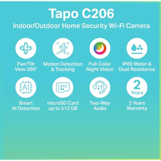 TP-Link Tapo C216 2K 3MP/ Tapo C206 2MP กล้องไวไฟใช้ได้ทั้งภายในและภายนอก IP65 Indoor/Outdoor Home Security Wi-Fi Camera