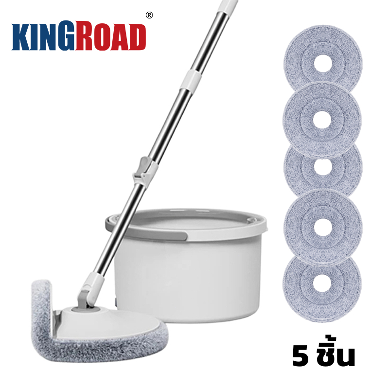 ชุดถังปั่น ไม้ถูพร้อมถังปั่น ถังแยกน้ำสะอาด-สกปรก หมุนได้360 ไม้ถูพื้นถังปั่น แถมไม้กวาด เหมาะกับพื้นหลายประเภท Spin mop