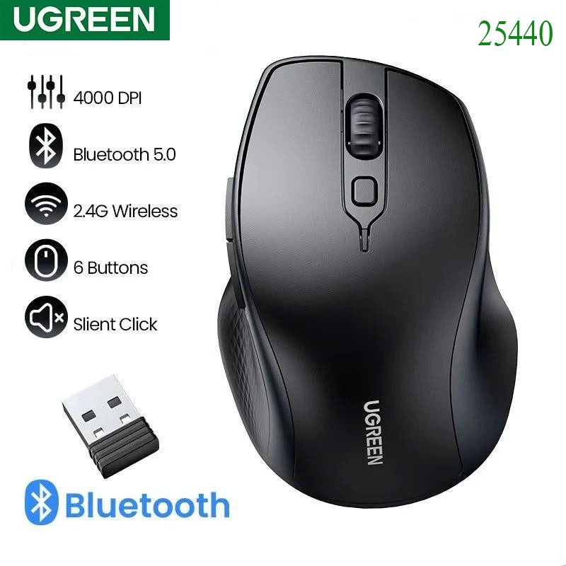 UGREEN MU101 (25440) ERGONOMIC WIRELESS BLUETOOTH DUAL MODE MOUSE