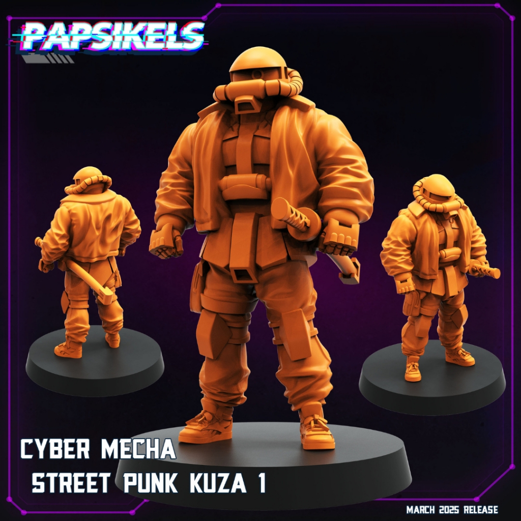 Street Punk Kuza [1] - Cyber Mecha - Construct Humanoid / 32mm scale 3D printed miniature PSK