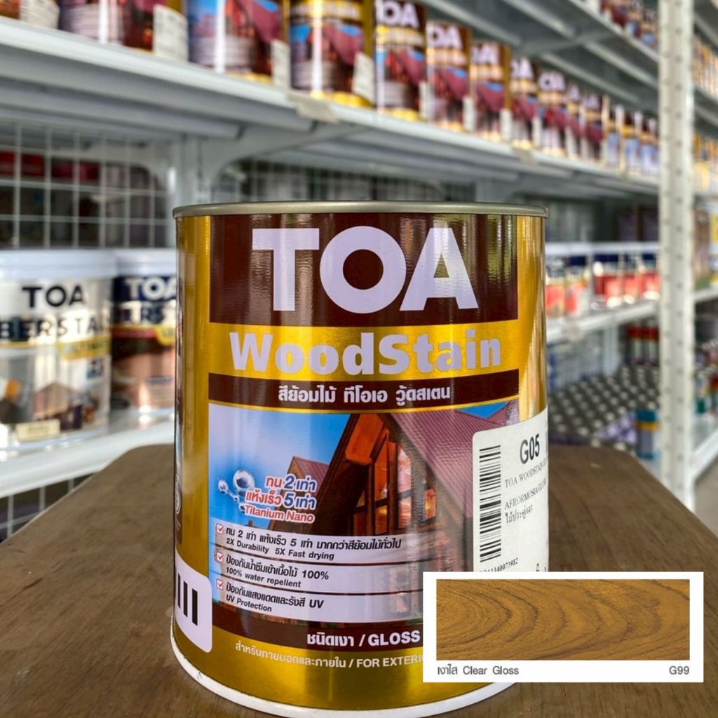 สีย้อมไม้ ทีโอเอ วู้ดสเตน ชนิดเงา  (TOA WoodStain) ขนาด3.785ลิตร (1แกลลอน)