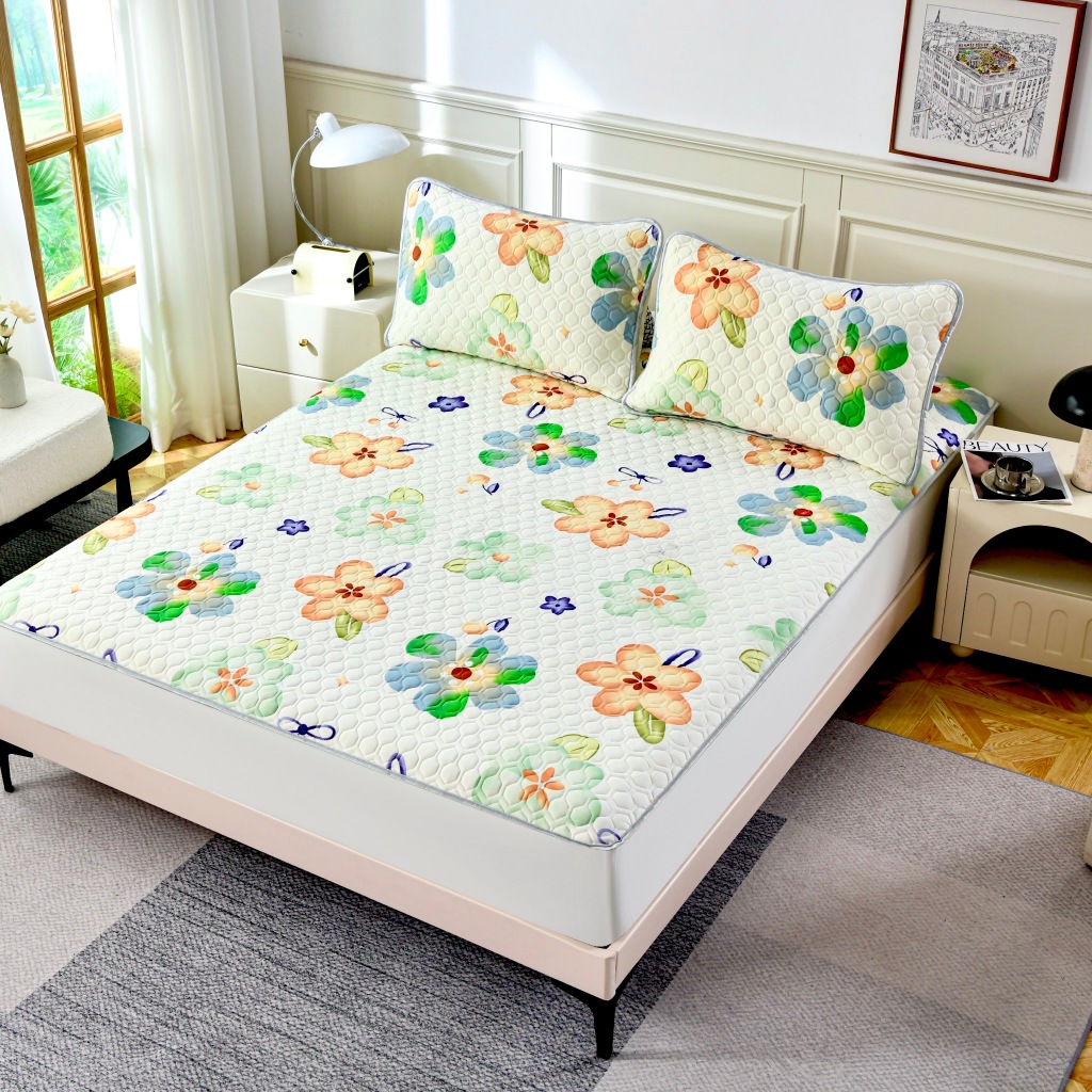 Hilton/Channita ผ้าปูที่นอนไหมเย็นยางพาราเย็นลายการ์ตูน  3.5 5 /6 ฟุต  ลายการ์ตูนน่ารักๆ Set 3 ชิ้น 🌈เกรดพรีเมี่ยม - รูปที่ 2