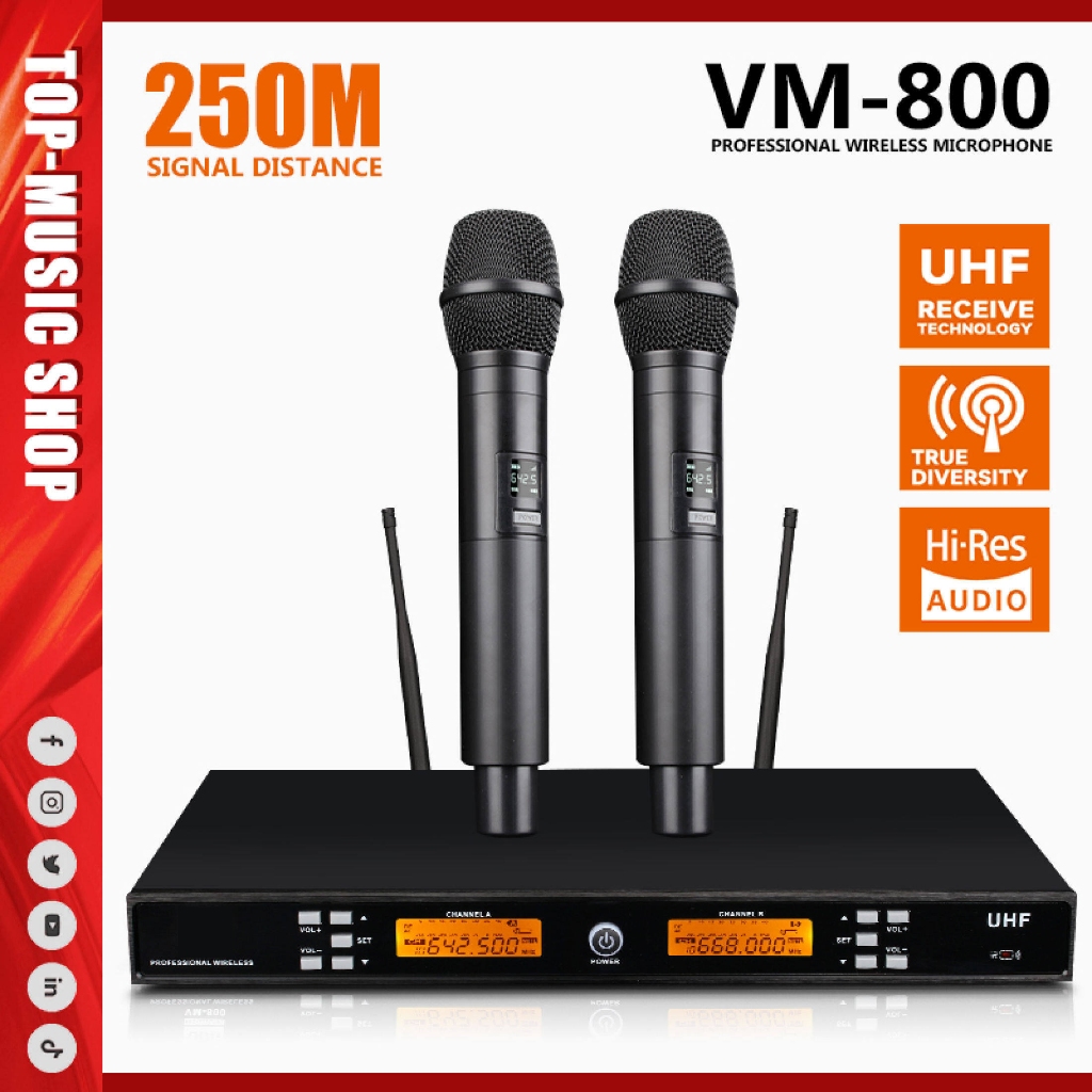VM500/VM-800 ไมค์ ลอย ไร้ สาย ไมโครโฟนไร้สายคู่ ไมโครโฟนไร้สาย u ส่วนการแสดงบนเวทีแกนนำการประชุมตระก