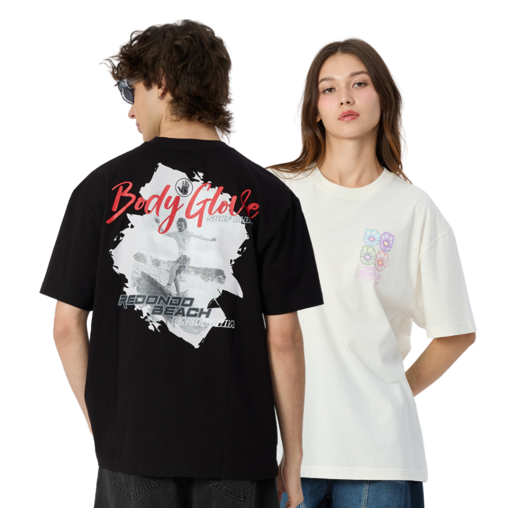 BODY GLOVE Graphic T-SHIRT Relaxed Fit เสื้อยืดลายกราฟฟิค โทนสี ขาว-ดำ Fall-Winter 2025