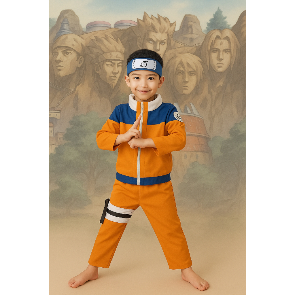 🥼 ชุดคอสเพลย์นารูโตะเด็ก พร้อมที่คาดหัว นารูโตะอนิเมะ ชุดแฟนซีการ์ตูน 7C34