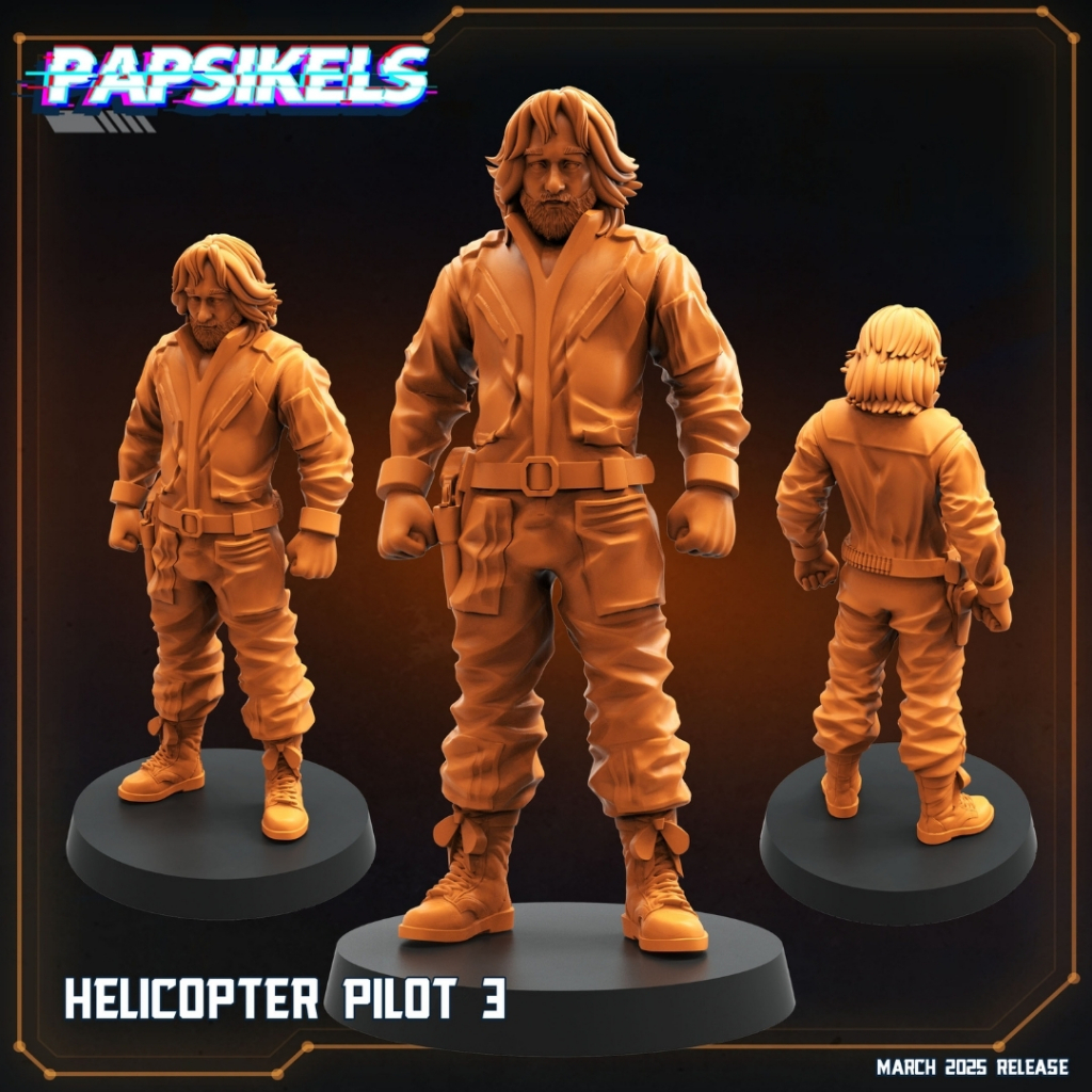 Helicopter Pilot 3 - It Was One of Us - Humanoid Human / 32mm scale 3D printed miniature PSK
