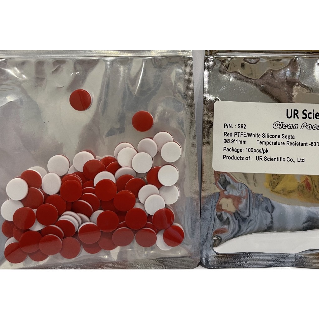 Septa, Red PTFE/White Silicone 9*1 mm (100/pk) S92