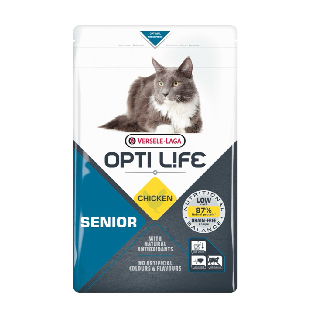 🅺🅺🅵 (1kg.) อาหารแมว แก่ สูงอายุ 7 ปีขึ้นไป สำหรับทุกสายพันธุ์ Opti Life Cat Senior Chicken