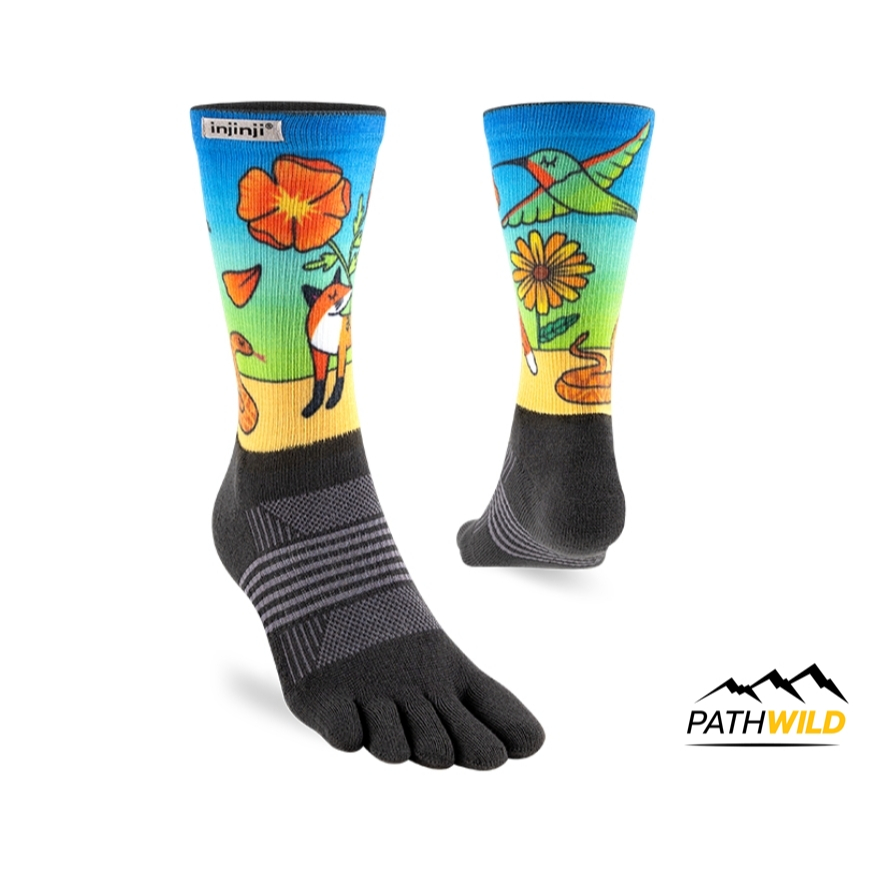 INJINJI TRAIL MIDWEIGHT CREW รุ่น Artist Designed ถุงเท้าแยกนิ้ว เหมาะสำหรับวิ่งระยะยาว ช่วยลดการเสียดสีระหว่างนิ้วเท้า