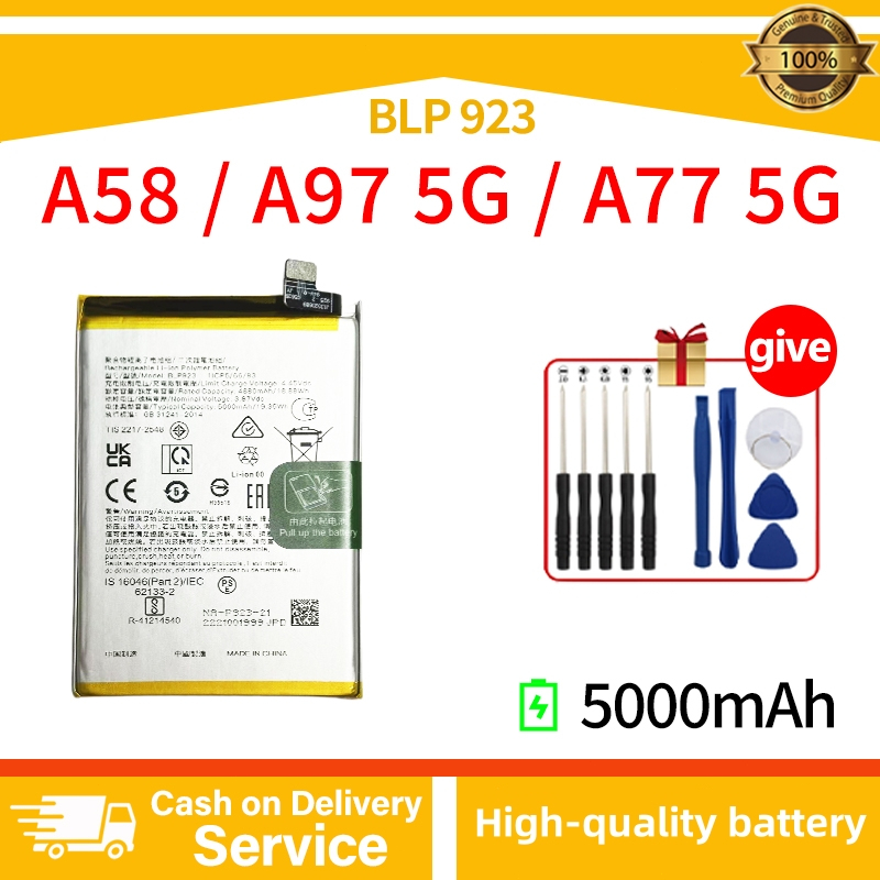Battery BLP923 For OPPO A58/ A57 4G/A97/A77/A78 5000mAh สินค้าของแท้ สินค้าแท้ บริการเก็บเงินปลายทาง