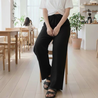 [Free Size] กางเกงขายาวผ้าฝ้ายขาบาน ทรงเกาหลี