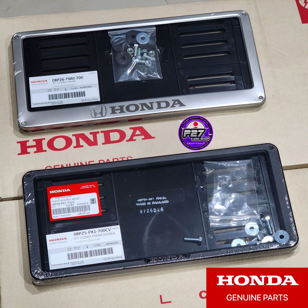 ✅️แท้ กรอบทะเบียนรถยนต์ Honda Access 1ชุด 2ชิ้น หน้า+หลัง พร้อมน็อตและแหวนรอง ของแท้ศูนย์ HONDA