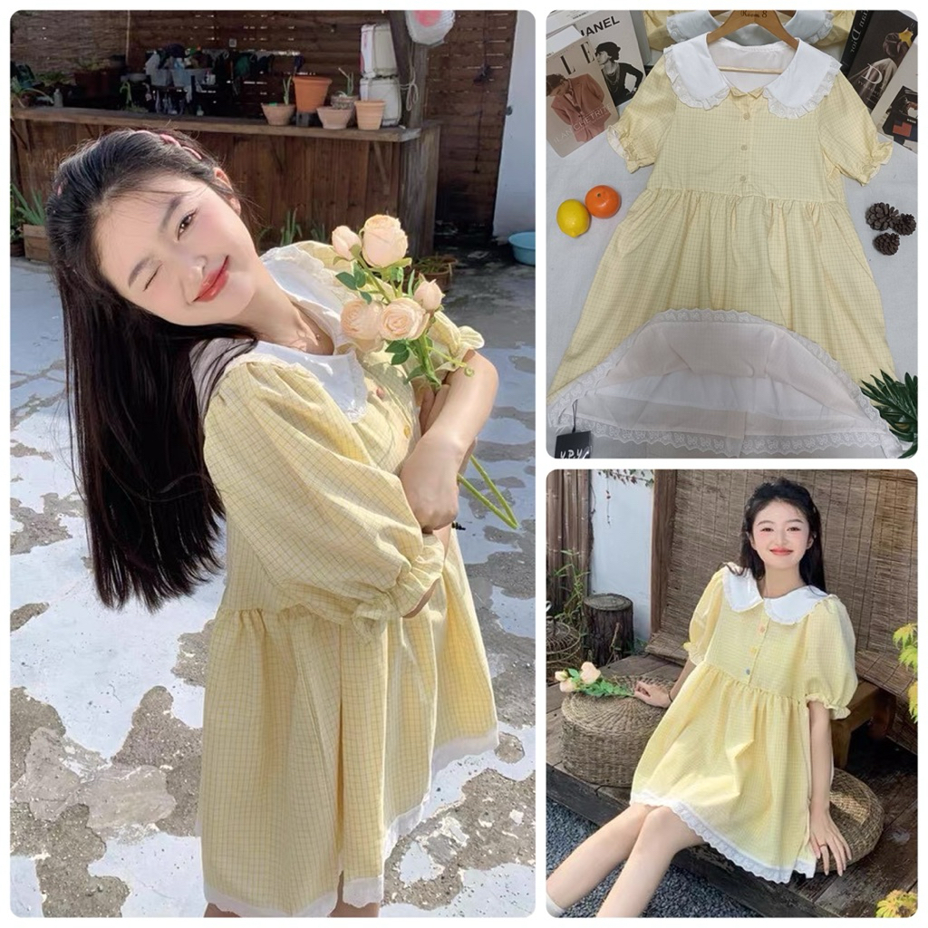 เดรสสั้น อก40ยาว36 สีเหลืองน่ารักๆ ป้าย YPY