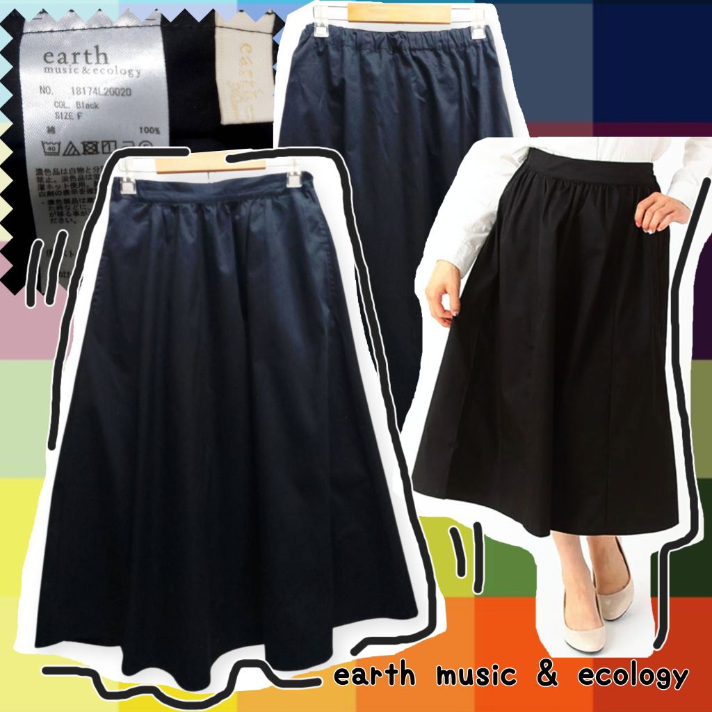 W109🖤E A R T H _ M U S I C & E C 0 L 0 G Y~กระโปรงยาวผ้าคอตตอน