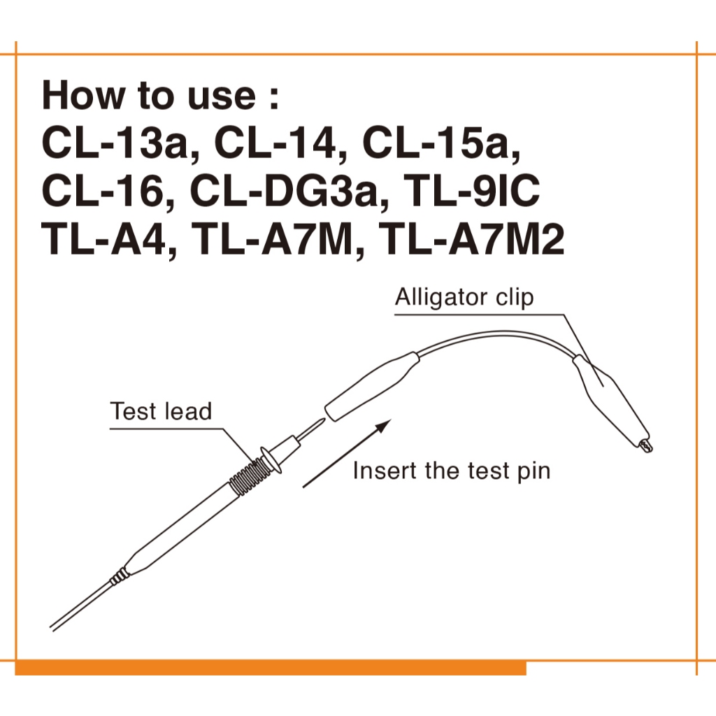 Sanwa CL-14 ปากคีบเสียบสายมิเตอร์ คลิปปากจระเข้ ยาว 0.23ม คุณภาพสูง / สายมิเตอร์ ปากคีบ - รูปที่ 3