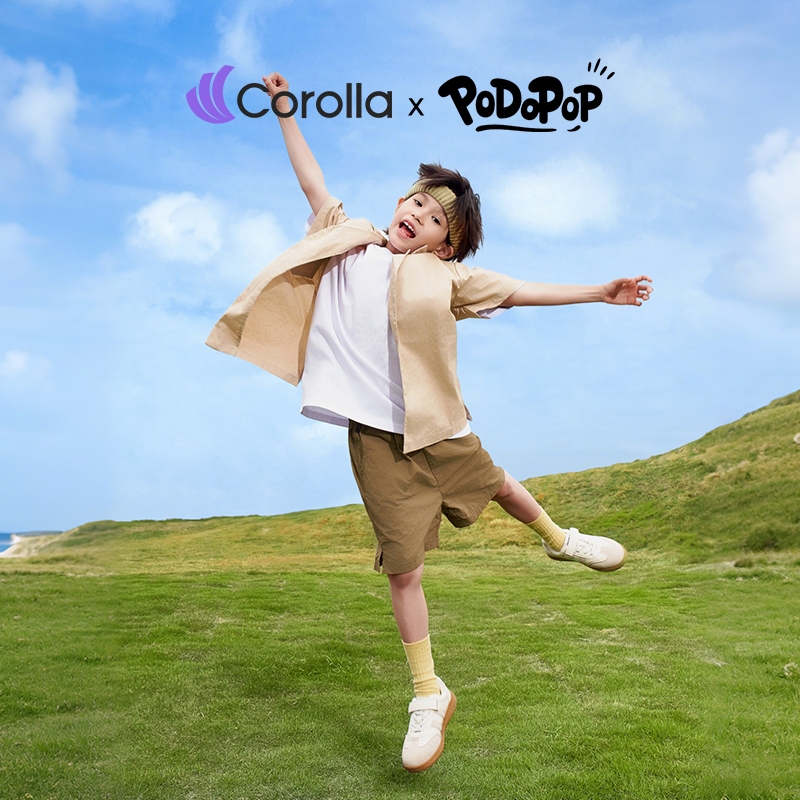 Corolla x PoDoPoP รองเท้าเด็ก รองเท้าทรงพละ ใส่สบาย หนังนิ่ม กันลื่น รองเท้าแบบไม่ต้องผูกเชือก ดีไซน์น่ารัก - รูปที่ 3