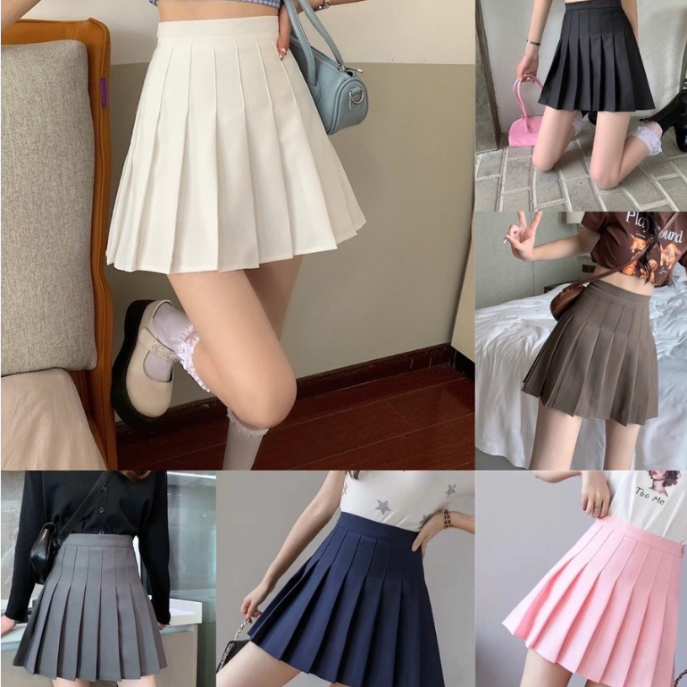 กระโปรงเทนนิส เอวสูง ทรงเอ SIZE XS-6XL ทรงเข้ารูป มีซับใน มี6สี