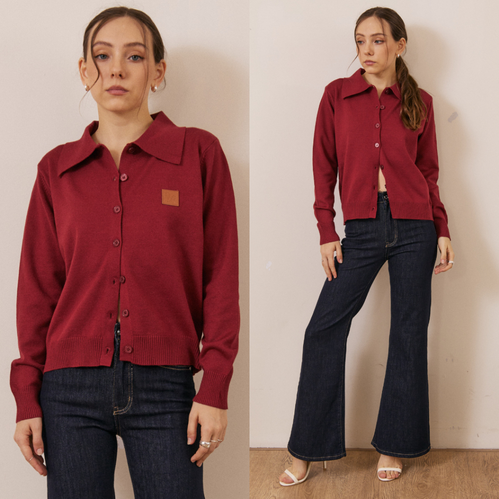 Bemingtop994(S-M)-BMG Collar Knit Cardigan – คาร์ดิแกนคอปกเรียบเท่ เสริมลุคให้ดูดี - รูปที่ 2