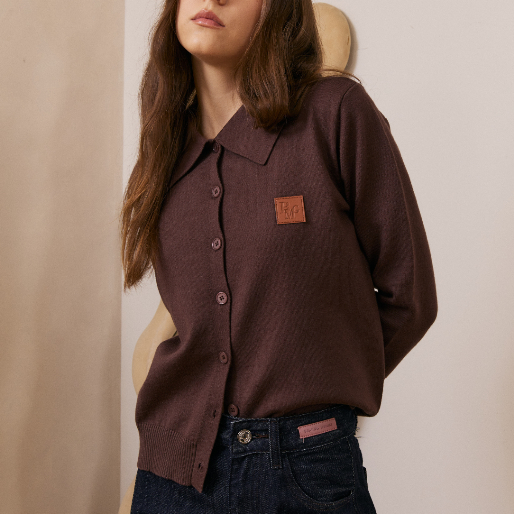 Bemingtop994(S-M)-BMG Collar Knit Cardigan – คาร์ดิแกนคอปกเรียบเท่ เสริมลุคให้ดูดี - รูปที่ 6