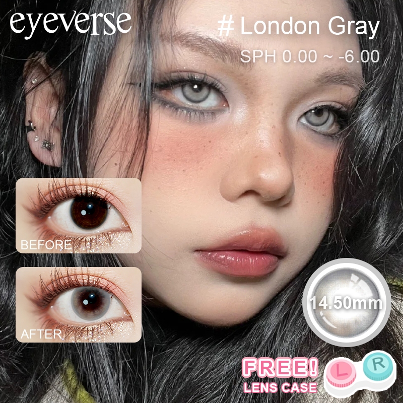[0.00-6.00] Eyeverse สีลอนดอนเกรย์ 14.5mm🇬🇧แบบรายเดือน COD ตาโต นุ่มสุดๆไม่ระคายเคือง