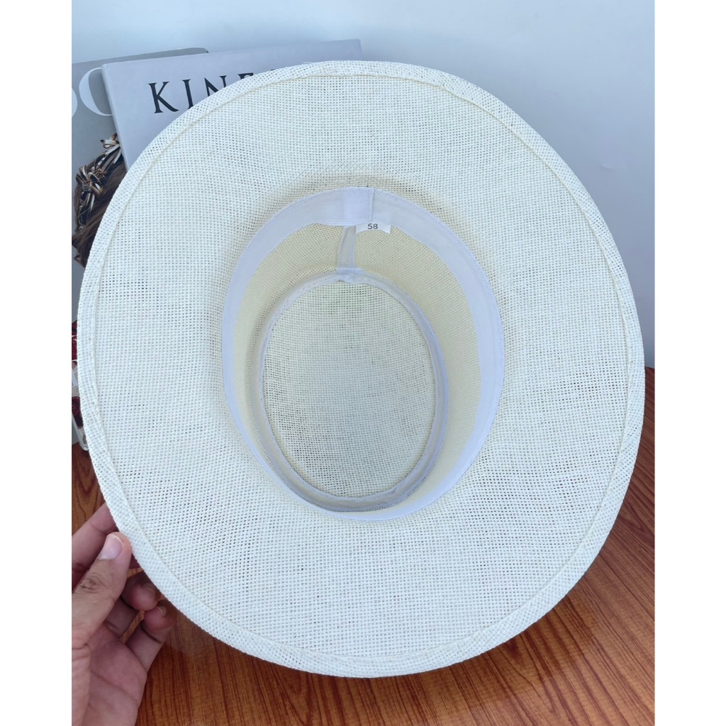 หมวกสานทรง Dumont Hat อัดแข็ง แต่งคาดเข็มขัด สินค้าพร้อมส่งจากไทย B082 - รูปที่ 7