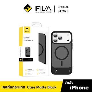 [Official] iFilm เคสดำ Matte For iPhone 17ProMax 17Pro 17Air 17 16 promax 15 plus 14 13 pm เคสไอโฟน Case แม่เหล็ก ขาตั้ง
