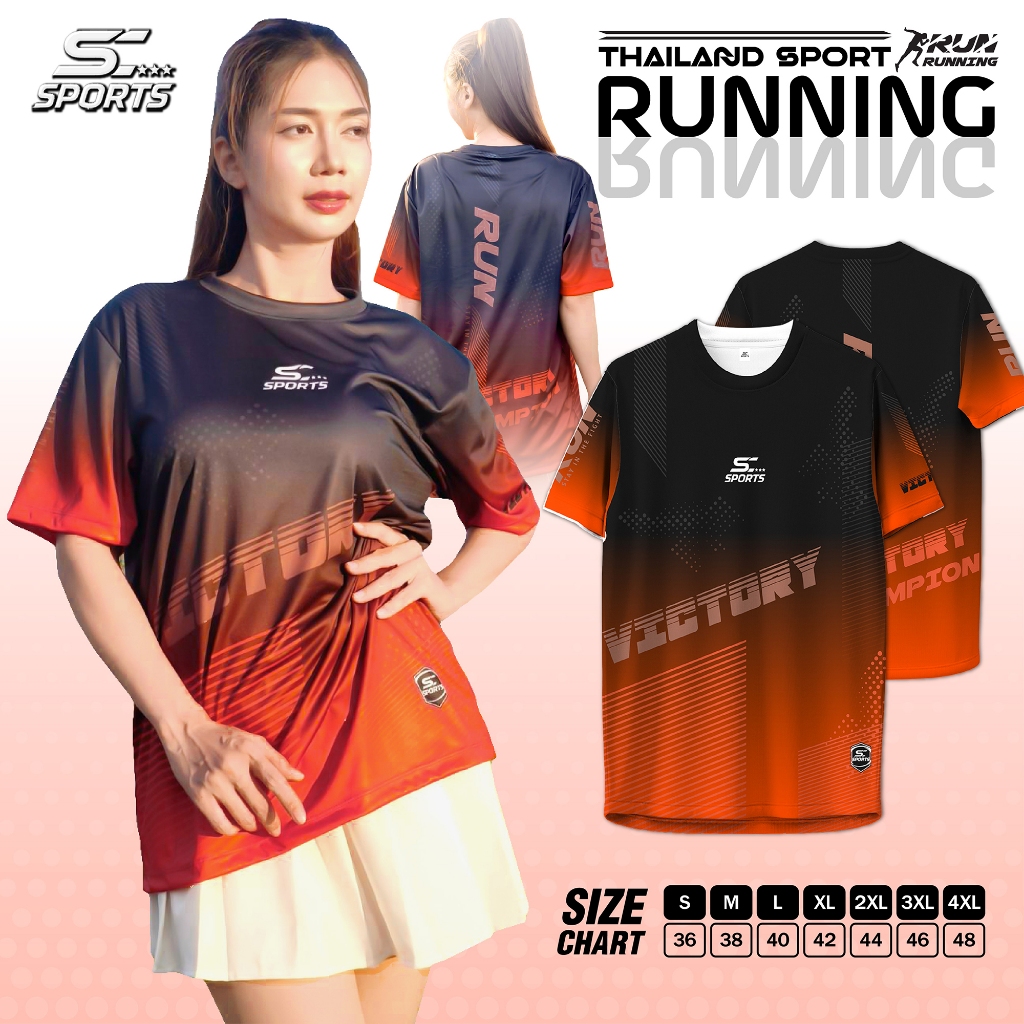 SC Sports เสื้อกีฬา เสื้อพิมพ์ลาย Run04-แดง งานจริงสวย สีสด หนา145g นุ่มลื่นใส่สบาย