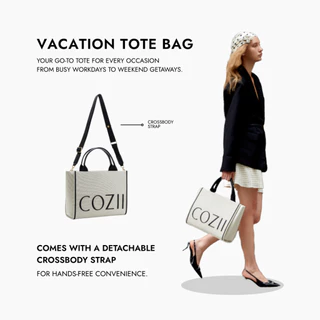 COZII - Malibu Vacation Tote Bag (3 สี) กระเป๋าผ้าแคนวาส พร้อมสายสะพายข้าง