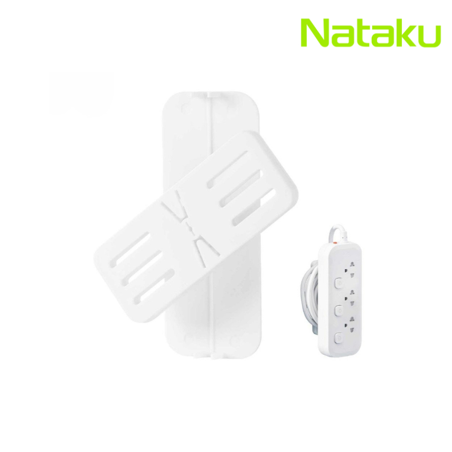 Nataku แผ่นรองรางปลั๊กไฟ ที่เก็บปลั๊กไฟ Power Strip Holder ไม่ต้องเจาะผนัง กาวยึดแน่น หมุนได้360องศา