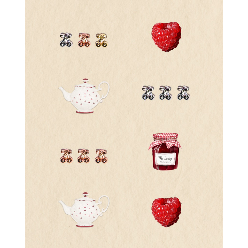 More Than Piercing: MP15 Mini Cherry *waterproof* (Ms.Berry Collection) (1 pc) จิวหู/ต่างหู ราคา ถูกที่สุด ดีลบีเคเค แกลเลอรีภาพที่ 3