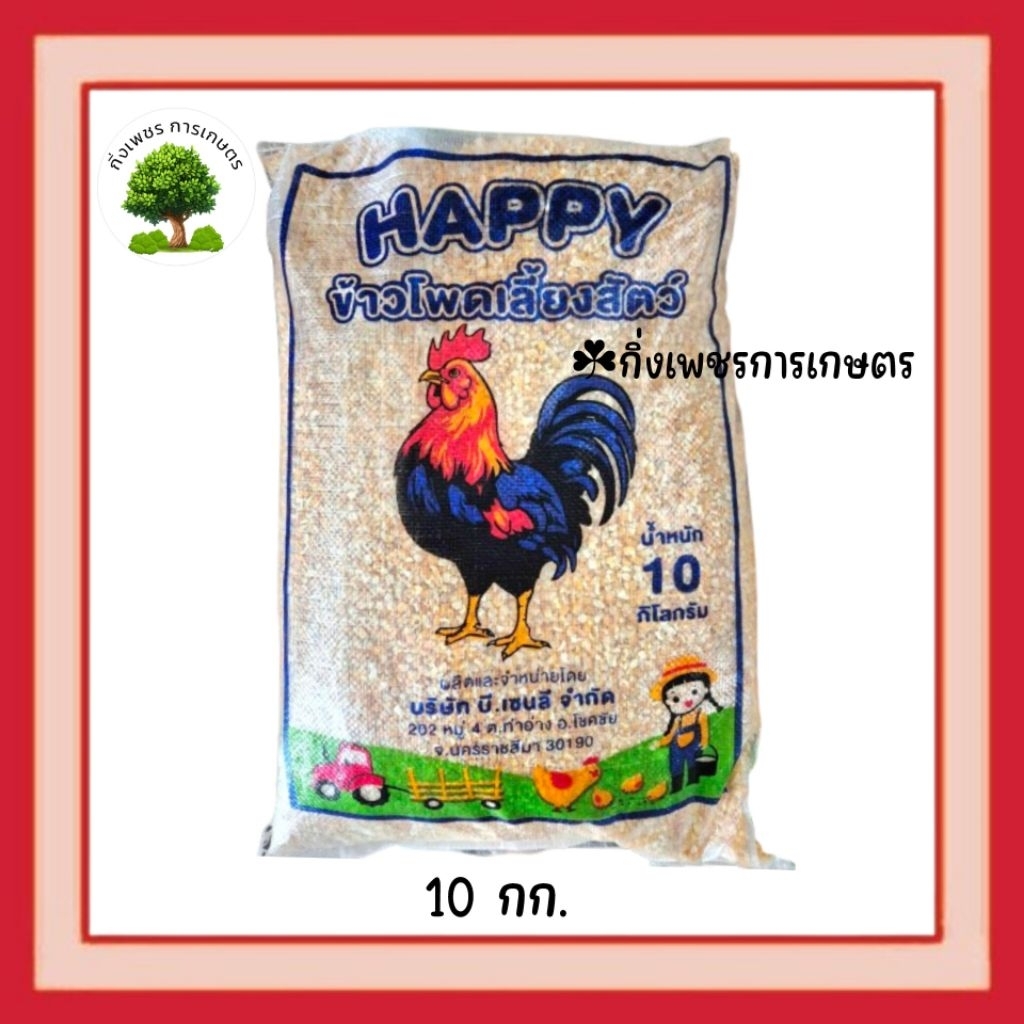 ข้าวโพดบดหยาบ (10 กก.)ตราแฮปปี้ (สั่งได้คำสั่งละไม่เกิน 2 ถุงค่ะ) ทำสะอาด ไม่มีสิ่งเจือปน ผลิตจากข้าวโพดใหม่ ไม่ค้างปี