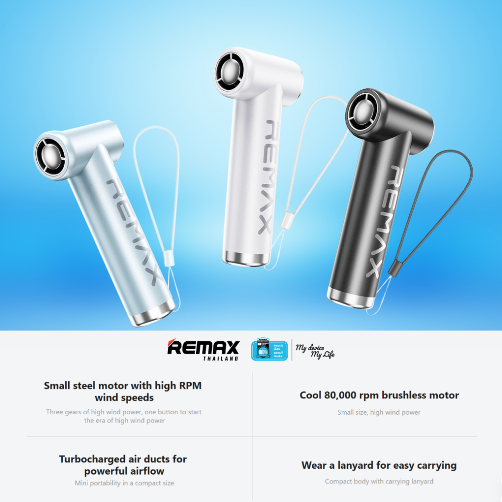 Remax Fan mini Handheld RS-SF21 - พัดลมมือถือ ปรับความแรง 3 ระดับ มีสายคล้อง พกพาสะดวก - รูปที่ 4