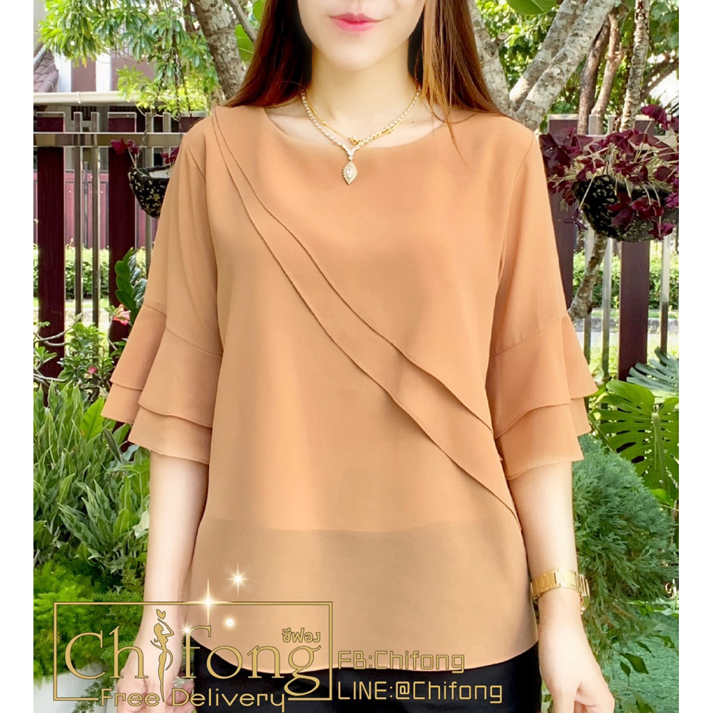 เสื้อชีฟองสวยๆ แขนระบาย เสื้อผ้าแฟชั่น รูปที่ 5