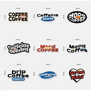 สติกเกอร์กาแฟ รวม 10 แบบใน 1 แผ่น ได้ 17 ดวง