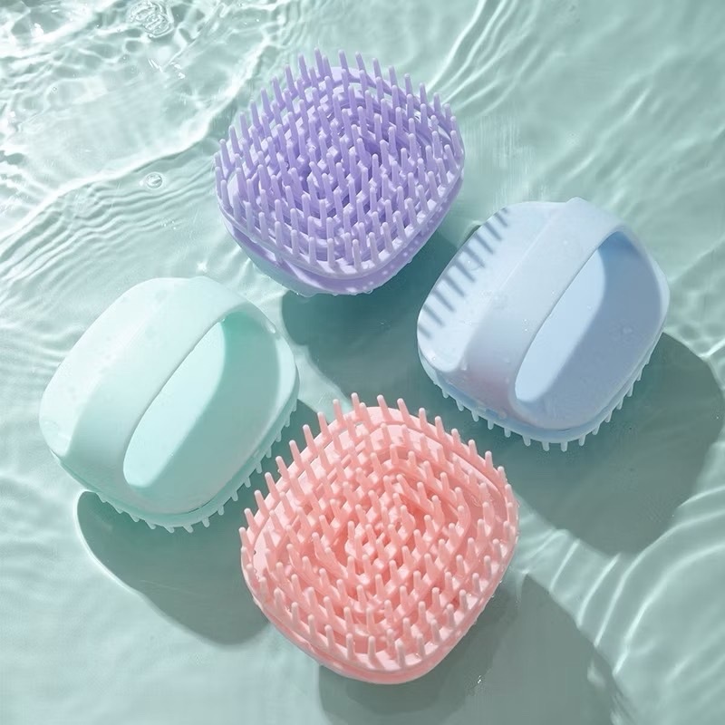E204 แปรงสระผม ซิลิโคน อุปกรณ์ดูแลเส้นผม ทำความสะอาดหนังศีรษะ ป้องกันอาการคัน แบบพกพา