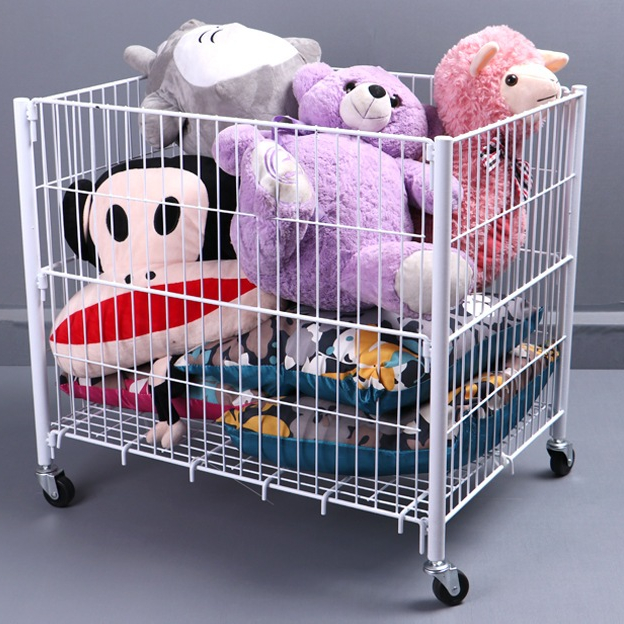 กะบะเซลล์สินค้า กระบะใส่ของ กะบะเหล็กพับได้ กะบะเซลล์สินค้า ตะกร้าอเนกประสงค์ พร้อมล้อ มี 2 ขนาด L/XL รุ่นล้อมีเบรคสีขาว