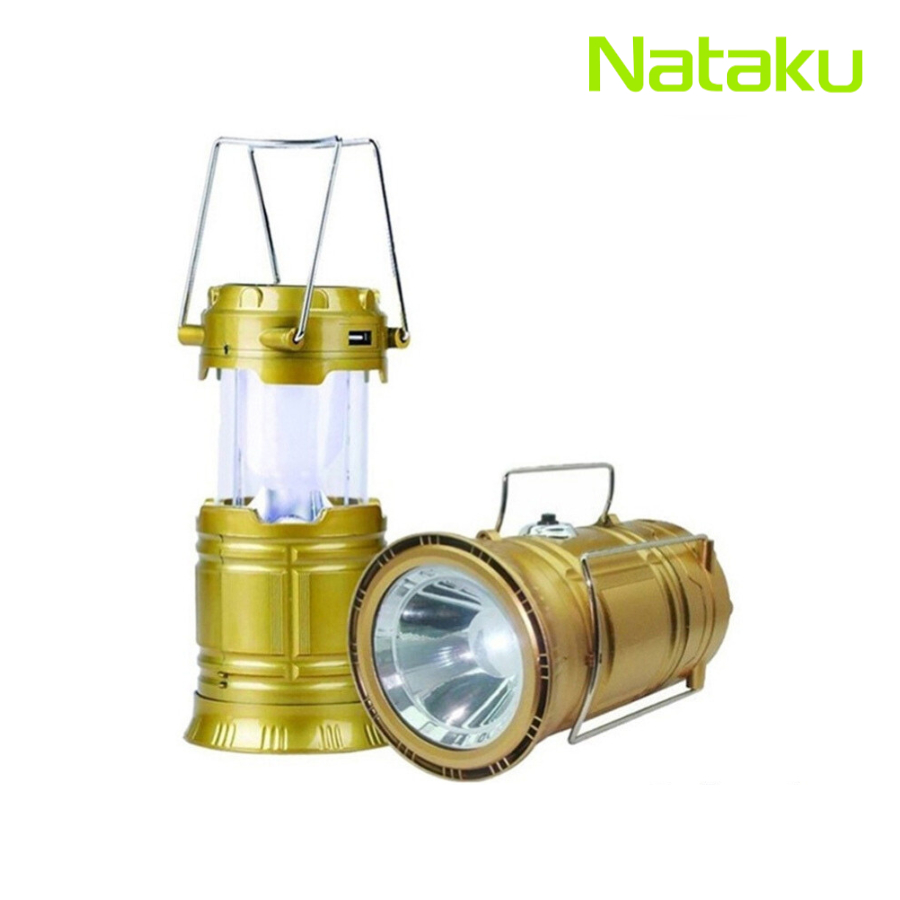 Nataku โคมไฟแค้มปิ้ง 2in1 หลอดLED ชาร์จไฟบ้านและโซล่าเซลล์