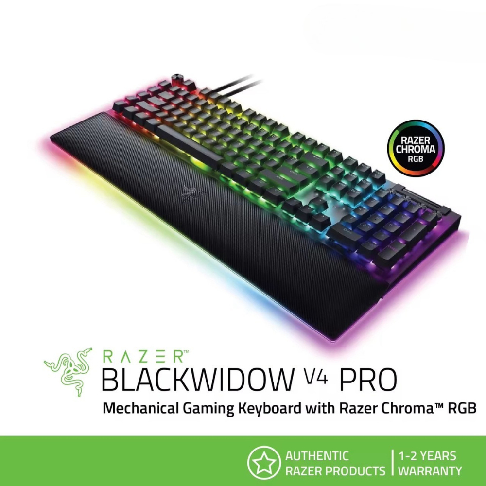 Razer BlackWidow V4 Pro Mechanical Gaming Keyboard คีย์บอร์ดเกมมิ่ง พร้อมไฟ Razer Chroma RGB
