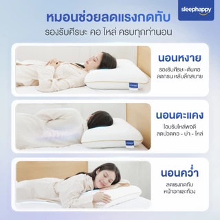 SleepHappy หมอนเย็น เมมโมรี่โฟมพรีเมียม รุ่น Cooling Memory Foam Pillow พร้อมเทคโนโลยีเย็นสองเท่า สัมผัสนุ่ม คืนตัวดี