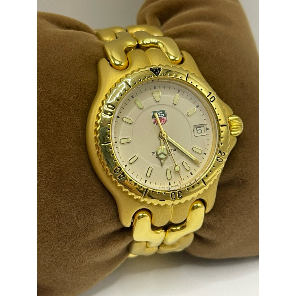 TAG HEUER S EL ก้างปลา 2 ชั้น Professional 200m WG1230-K0 30mm Gold Tone Steel Quartz Watc