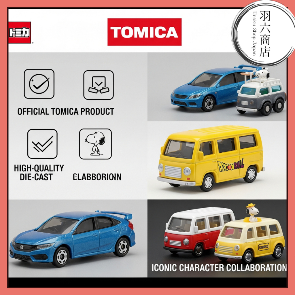 TAKARA TOMY Tomica Dream Tomica PEANUTS 75th Anniversary Collection BOX Set - Snoopy & Friends Mini 