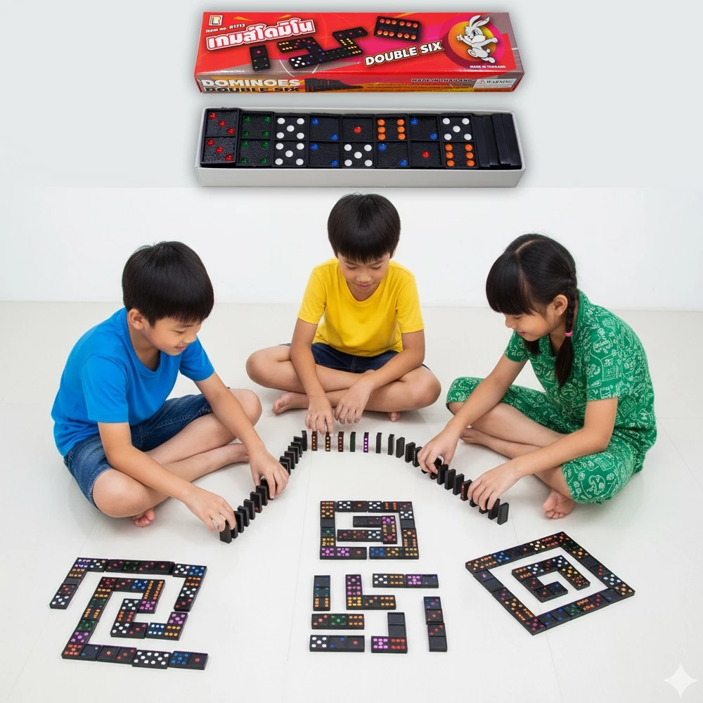 🎲METOYS โดมิโน่ กล่องใหญ่ 55ชิ้น Domino โดมิโน เกมโดมิโน่ ราคาส่ง thumbnail 5